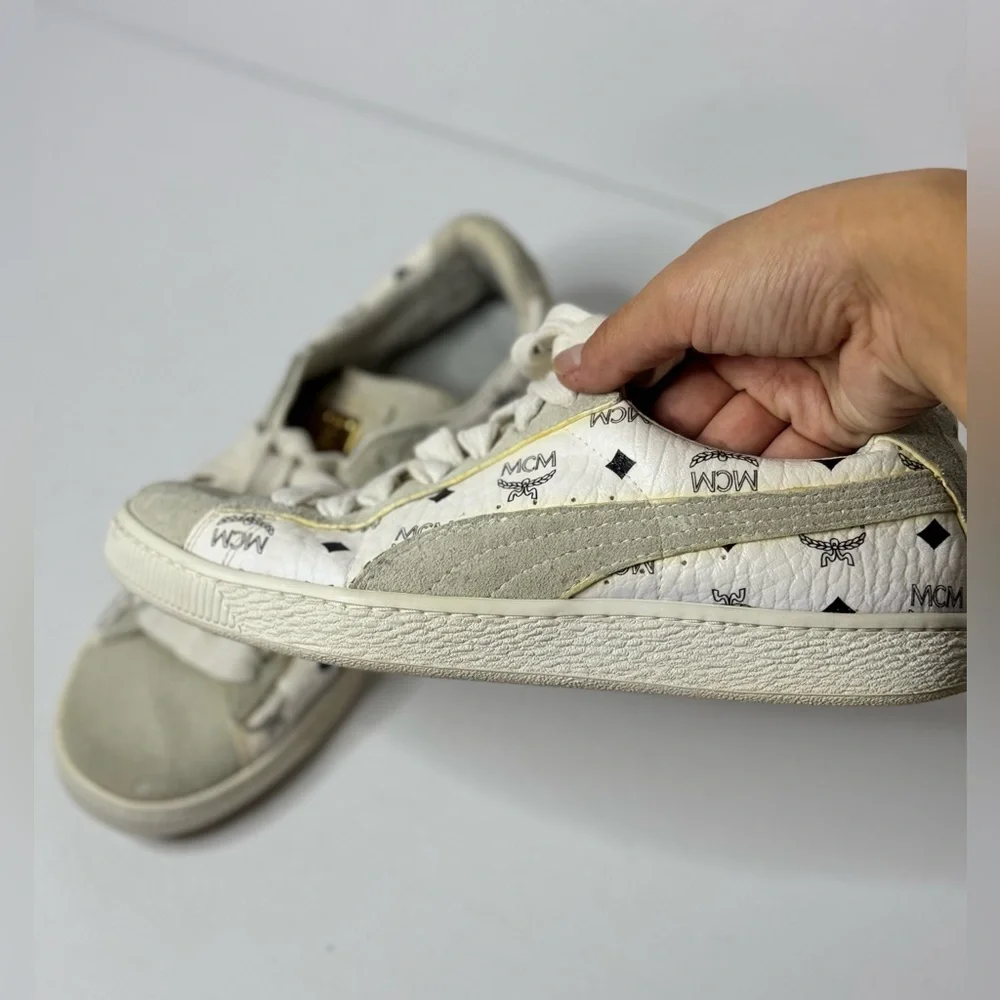 MCM x Puma US8 Classic White Suede Women’s Sneakers - Picture 9 of 16